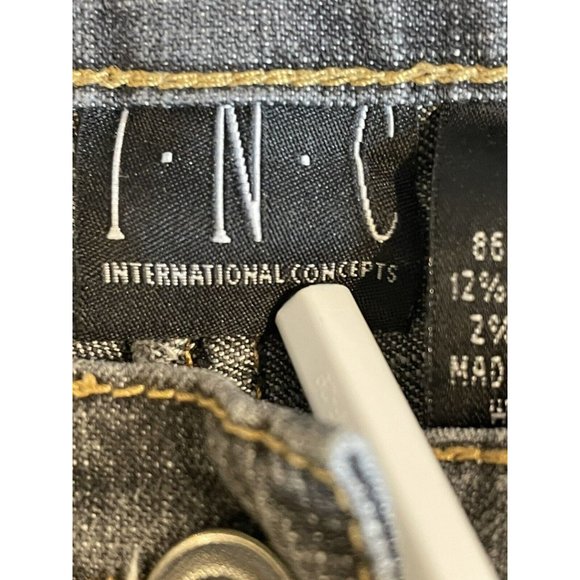 INC International Concepts Cargo Jeans Size 12 Grey Straight Leg 9 Pockets - Picture 5 of 10